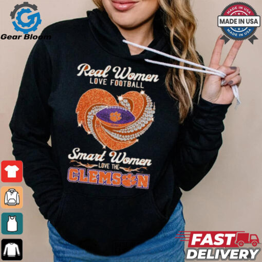 Real Women Love Football Smart Women Love The Clemson Tigers Heart Diamond 2024 shirt
