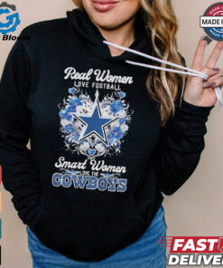 Real Women Love Football Smart Women Love The Dallas Cowboys Flower Heart Diamonds 2024 shirt