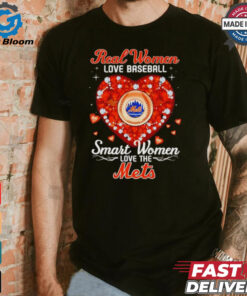 Real women love baseball smart women love the Mets diamond heart shirt