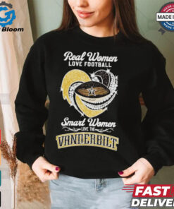 Real women love football smart women love the Vanderbilt diamond heart shirt