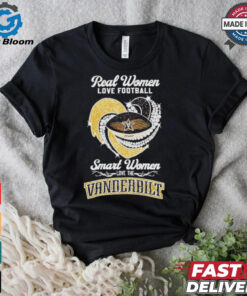 Real women love football smart women love the Vanderbilt diamond heart shirt