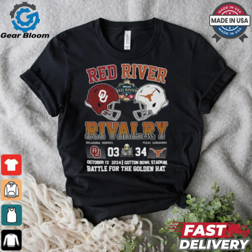 Red River Rivalry Texas 34 3 Oklahoma Battle For The Golden Hat Shirt