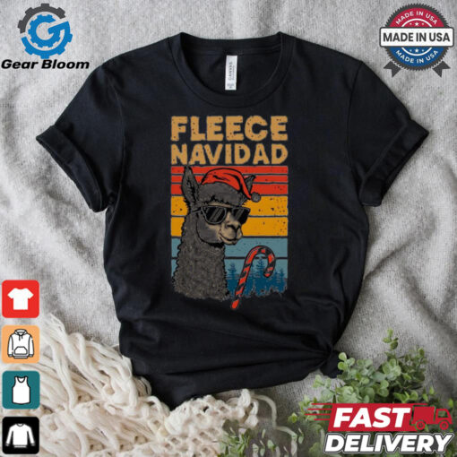 Retro fleece navidad llama Christmas shirt