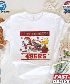 San Francisco 49ers Snoopy and Woodstock Happy Holidays shirt