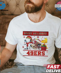 San Francisco 49ers Snoopy and Woodstock Happy Holidays shirt