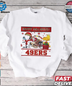 San Francisco 49ers Snoopy and Woodstock Happy Holidays shirt