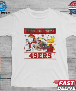 San Francisco 49ers Snoopy and Woodstock Happy Holidays shirt