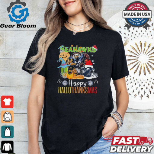 Seattle Seahawks Happy Hallothanksmas 2024 T shirt