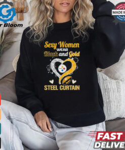 Sexy Women Wear Black And Gold Heart Steel Curtain Shirt