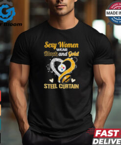 Sexy Women Wear Black And Gold Heart Steel Curtain Shirt