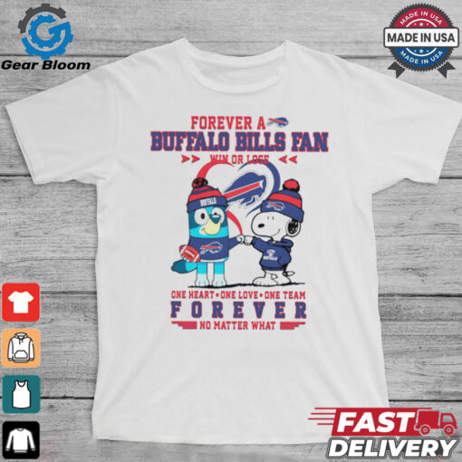 Snoopy and Bluey forever a Buffalo Bills fan win or lose shirt