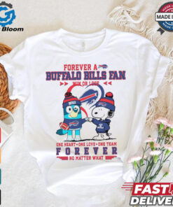 Snoopy and Bluey forever a Buffalo Bills fan win or lose shirt