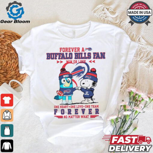 Snoopy and Bluey forever a Buffalo Bills fan win or lose shirt