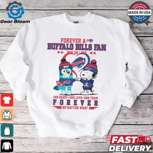 Snoopy and Bluey forever a Buffalo Bills fan win or lose shirt