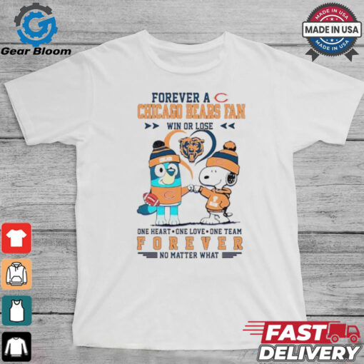 Snoopy and Bluey forever a Chicago Bears fan win or lose shirt