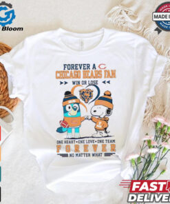 Snoopy and Bluey forever a Chicago Bears fan win or lose shirt