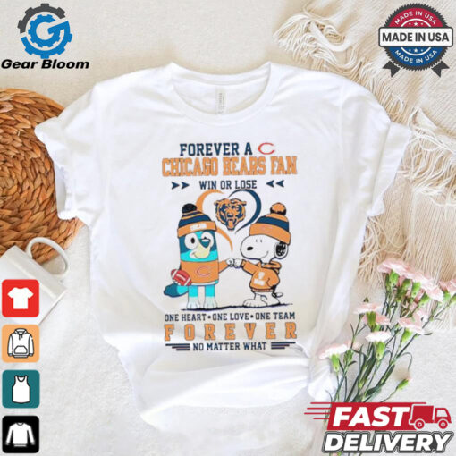 Snoopy and Bluey forever a Chicago Bears fan win or lose shirt