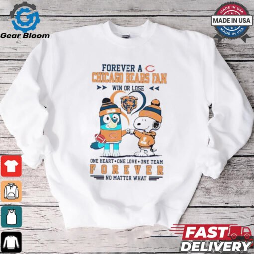 Snoopy and Bluey forever a Chicago Bears fan win or lose shirt