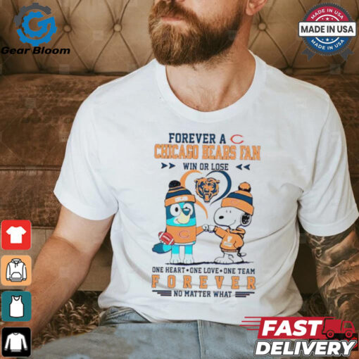 Snoopy and Bluey forever a Chicago Bears fan win or lose shirt