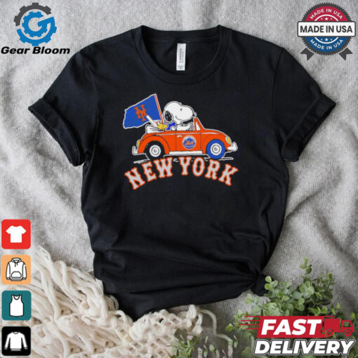 Snoopy and Woodstock driving car New York Mets 2024 MLB Playoff shirt