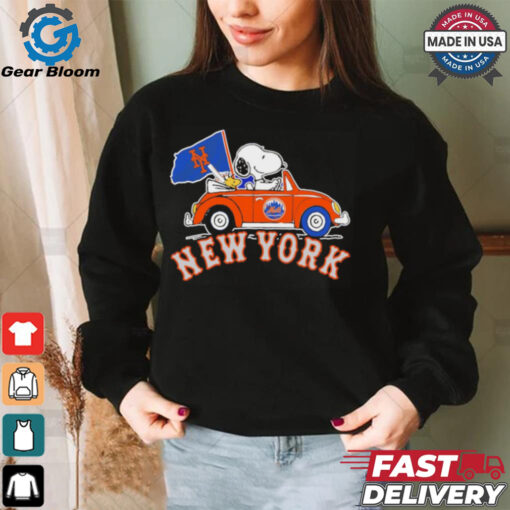 Snoopy and Woodstock driving car New York Mets 2024 MLB Playoff shirt