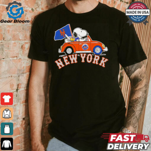 Snoopy and Woodstock driving car New York Mets 2024 MLB Playoff shirt