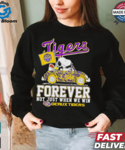 Snoopy driving car LSU Tigers forever not just when we win shirt