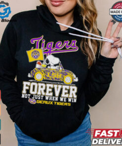 Snoopy driving car LSU Tigers forever not just when we win shirt