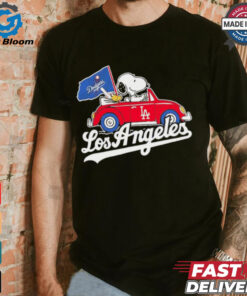 Snoopy x Woodstock driving car Los Angeles Dodgers MLB Playoff shirt