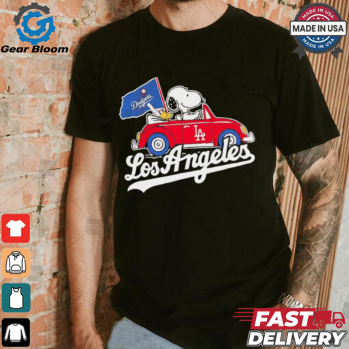 Snoopy x Woodstock driving car Los Angeles Dodgers MLB Playoff shirt