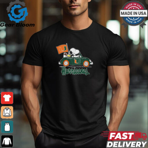 Snoppy In Car The Miami Hurricanes 2024 Shirt