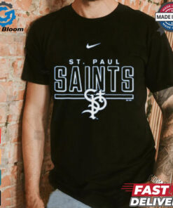 St. Paul Saints Wordmark Line over Logo Short Sleeve T Shirt