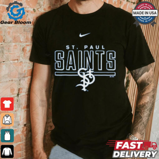 St. Paul Saints Wordmark Line over Logo Short Sleeve T Shirt