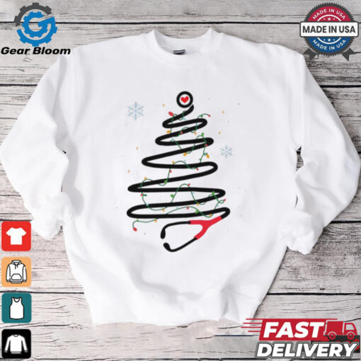 Stethoscope nurse Christmas tree shirt