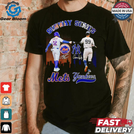 Subway Series New York Mets Lindor and Yankees Juan skyline shirt