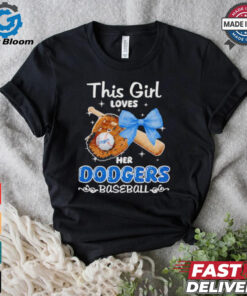 This girl loves her Dodgers baseball shirt