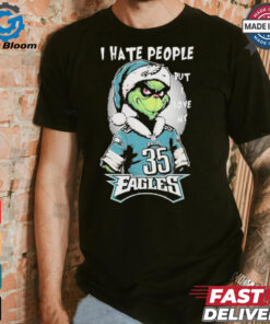 Top The Grinch I Hate People But I Love At Philadelphia Eagles Christmas 2024 T shirt