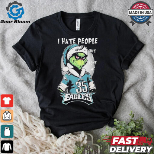 Top The Grinch I Hate People But I Love At Philadelphia Eagles Christmas 2024 T shirt