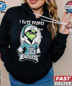 Top The Grinch I Hate People But I Love At Philadelphia Eagles Christmas 2024 T shirt