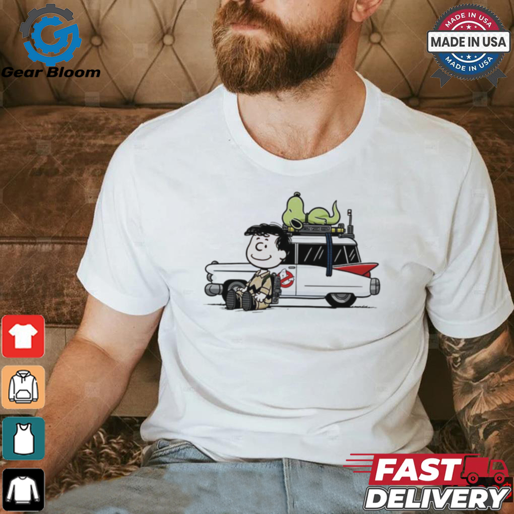 Venkman Slimer and the Ecto 1 Ghostbusters X Charlie Brown and Snoopy Peanuts Charlie Venkman shirt Venkman Slimer and the Ecto 1 Ghostbusters X Charlie Brown and Snoopy Peanuts Charlie Venkman shirt