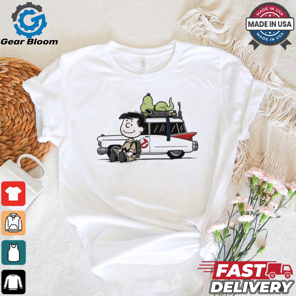 Venkman Slimer and the Ecto 1 Ghostbusters X Charlie Brown and Snoopy Peanuts Charlie Venkman shirt Venkman Slimer and the Ecto 1 Ghostbusters X Charlie Brown and Snoopy Peanuts Charlie Venkman shirt