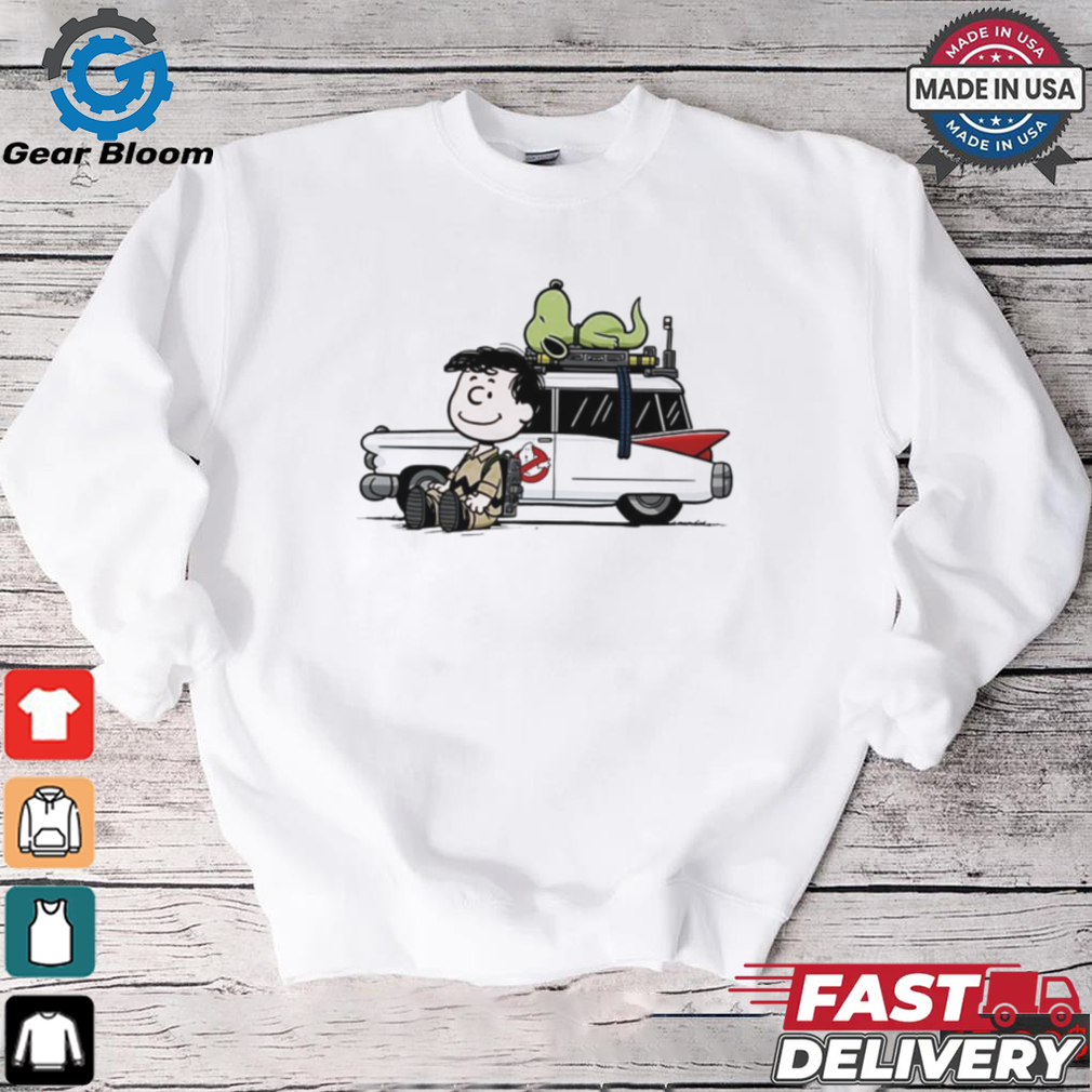 Venkman Slimer and the Ecto 1 Ghostbusters X Charlie Brown and Snoopy Peanuts Charlie Venkman shirt Venkman Slimer and the Ecto 1 Ghostbusters X Charlie Brown and Snoopy Peanuts Charlie Venkman shirt