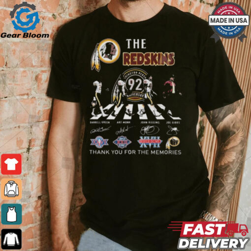 Washington Redskins 92th Anniversary Thank You For The Memories Signatures Shirt