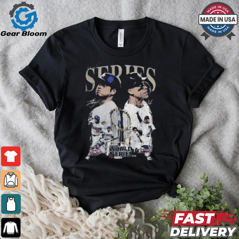 World Series Shohei Ohtani Los Angeles Dodgers Vs Aaron Judge New York Yankees MLB Baseball 2024 Signatures Vintage T shirt World Series Shohei Ohtani Los Angeles Dodgers Vs Aaron Judge New York Yankees MLB Baseball 2024 Signatures Vintage T shirt