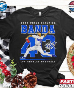 2024 World Champion Los Angeles Dodgers Anthony Banda 43 signature retro shirt