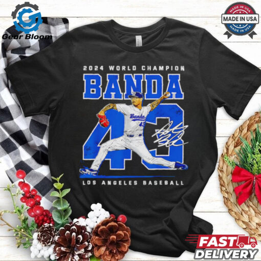 2024 World Champion Los Angeles Dodgers Anthony Banda 43 signature retro shirt