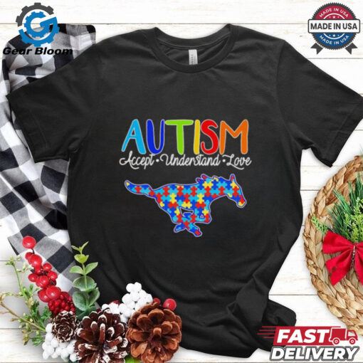 Autism accept understand love SMU Mustangs shirt