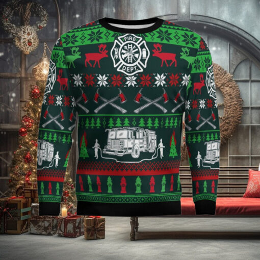 Awesome Firefighter Ugly Christmas Sweater