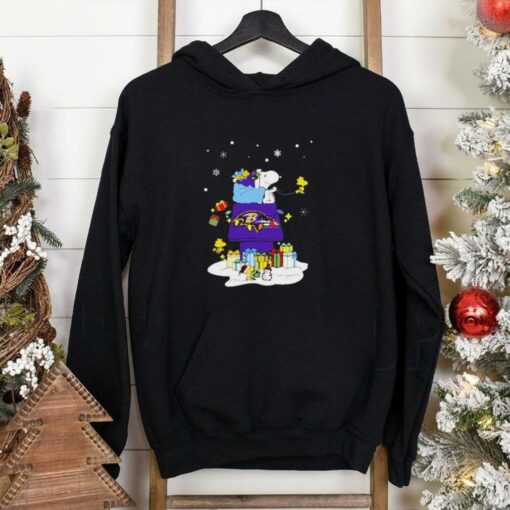 Baltimore Ravens Santa Snoopy And Woodstock Wish You A Merry Christmas 2024 T Shirt