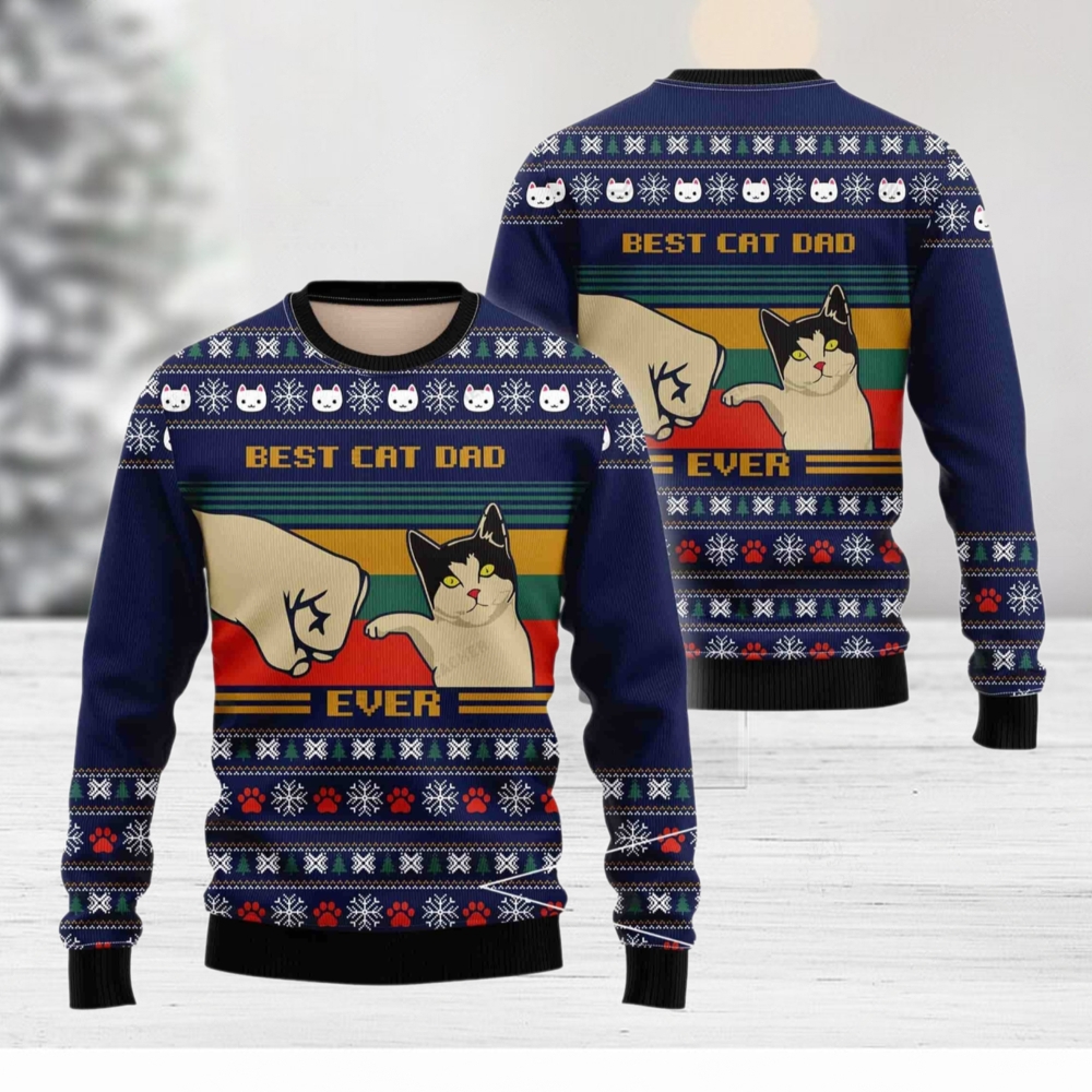 Best Cat Dad Ever Christmas Ugly Sweaters For Couples Best Cat Dad Ever Christmas Ugly Sweaters For Couples